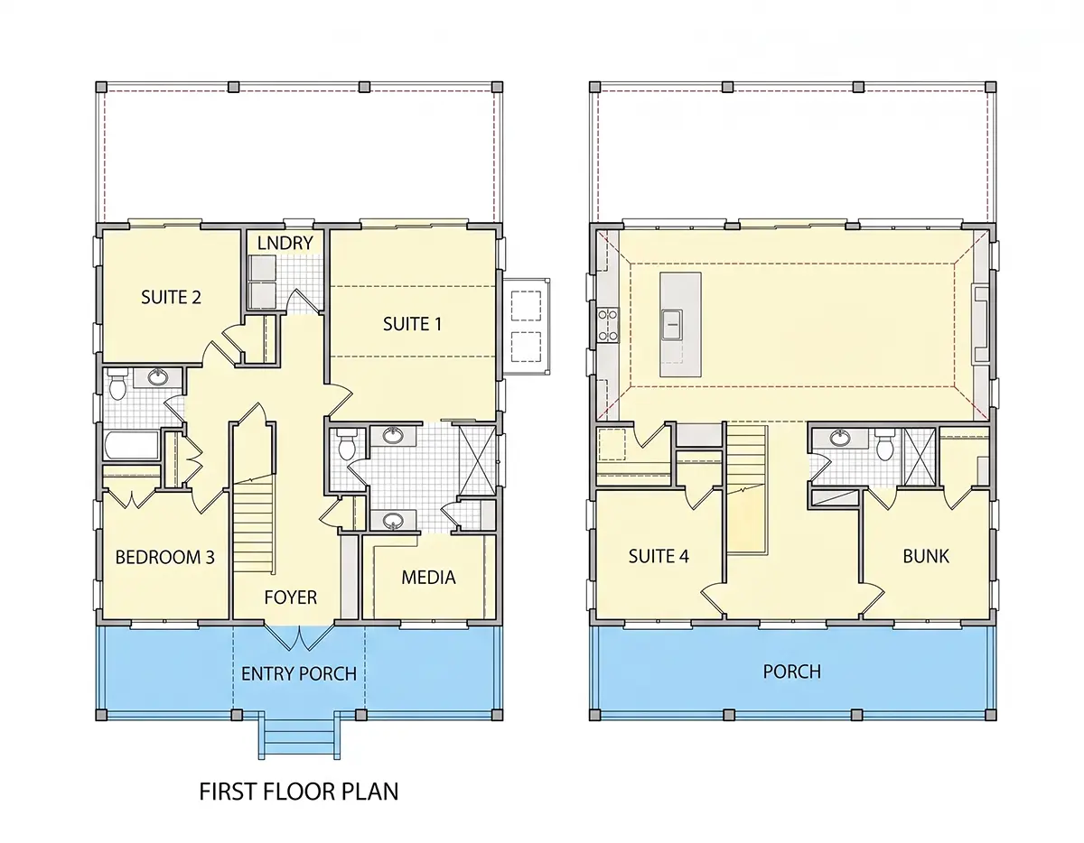Projekt domu dwupiętrowego o pow. 275 m²: 3 Sypialnie, 3 Łazienki, Otwarta kuchnia, Garaż