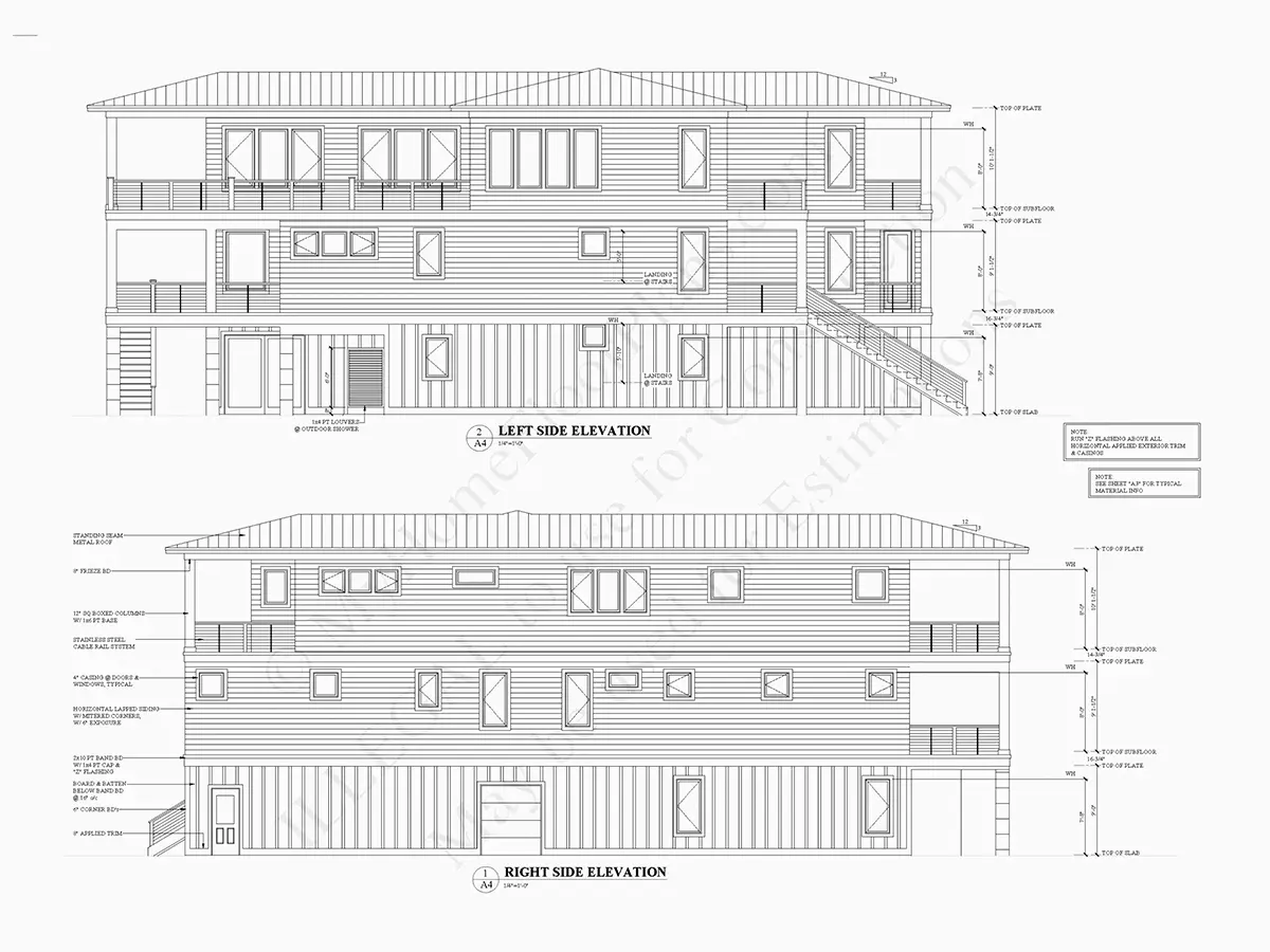 Projekt domu dwupiętrowego o pow. 446 m²: 5 Sypialnie, Gabinet, 6 Łazienki, Otwarta kuchnia, Garaż