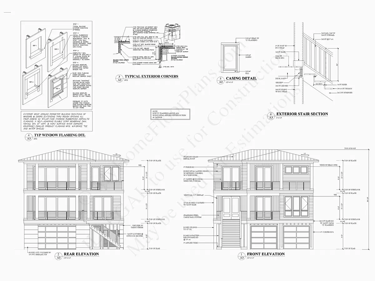 Projekt domu dwupiętrowego o pow. 446 m²: 5 Sypialnie, Gabinet, 6 Łazienki, Otwarta kuchnia, Garaż