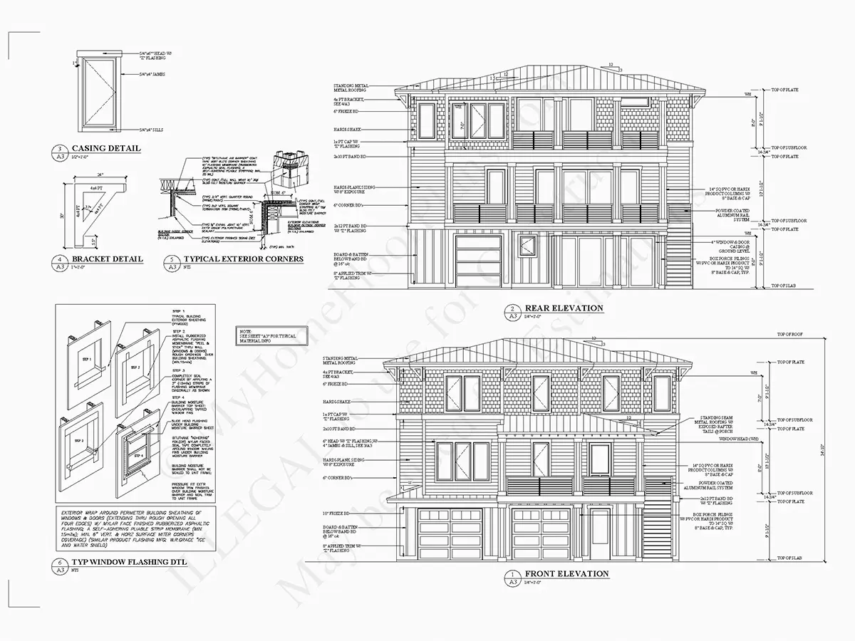 Projekt domu dwupiętrowego o pow. 430 m²: 4 Sypialnie, Gabinet, 5 Łazienki, Otwarta kuchnia, Garaż