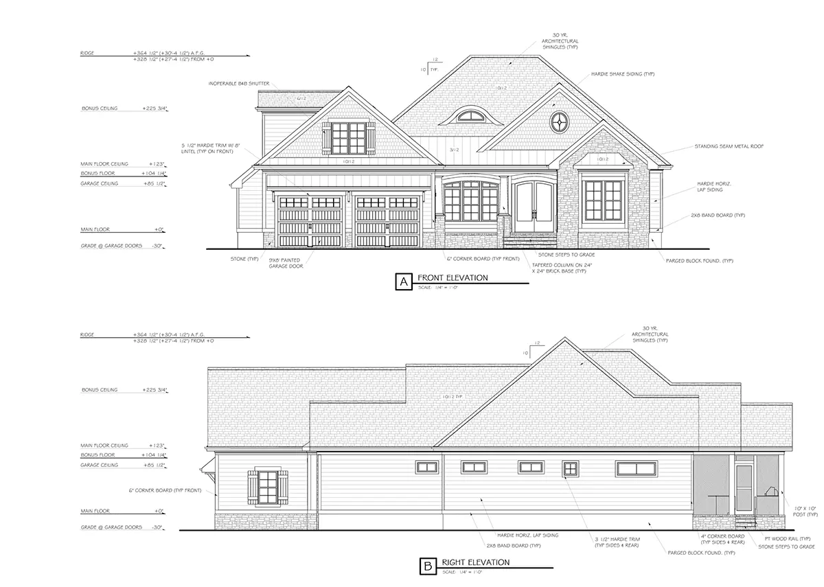 Projekt domu z poddaszem użytkowym o pow. 252 m²: 2 Sypialnie, Gabinet, 5 Łazienki, Otwarta kuchnia, Garaż