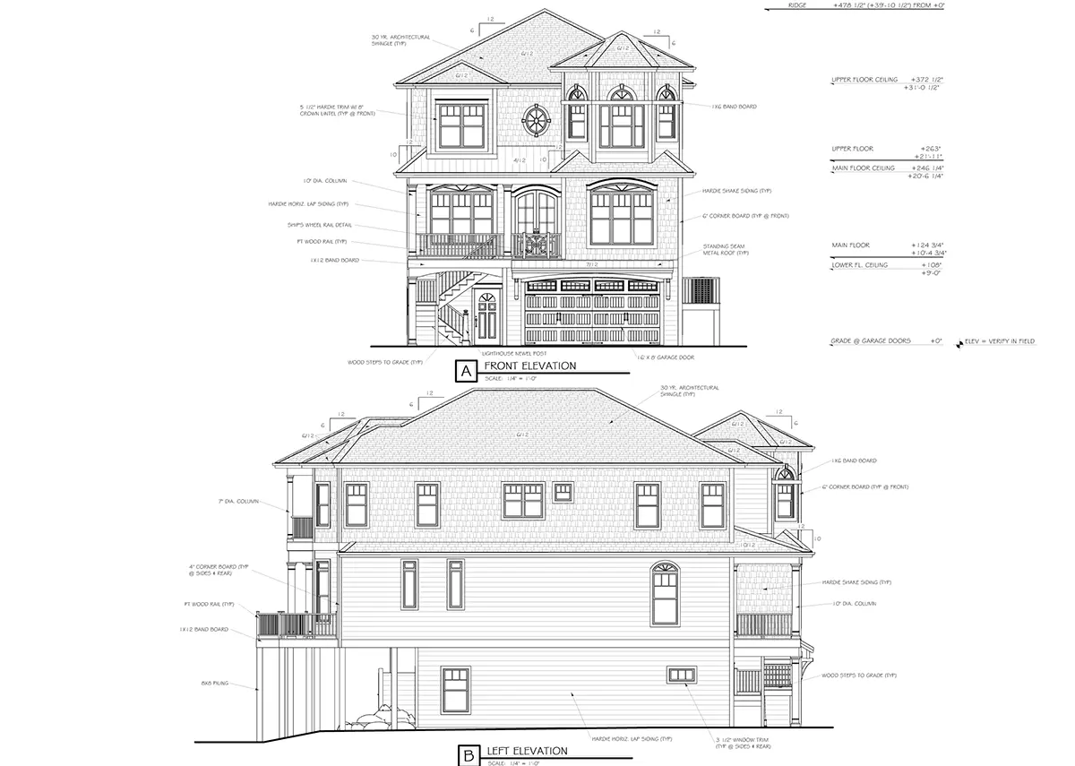 Projekt domu dwupiętrowego o pow. 355 m²: 4 Sypialnie, Gabinet, 4 Łazienki, Otwarta kuchnia, Garaż