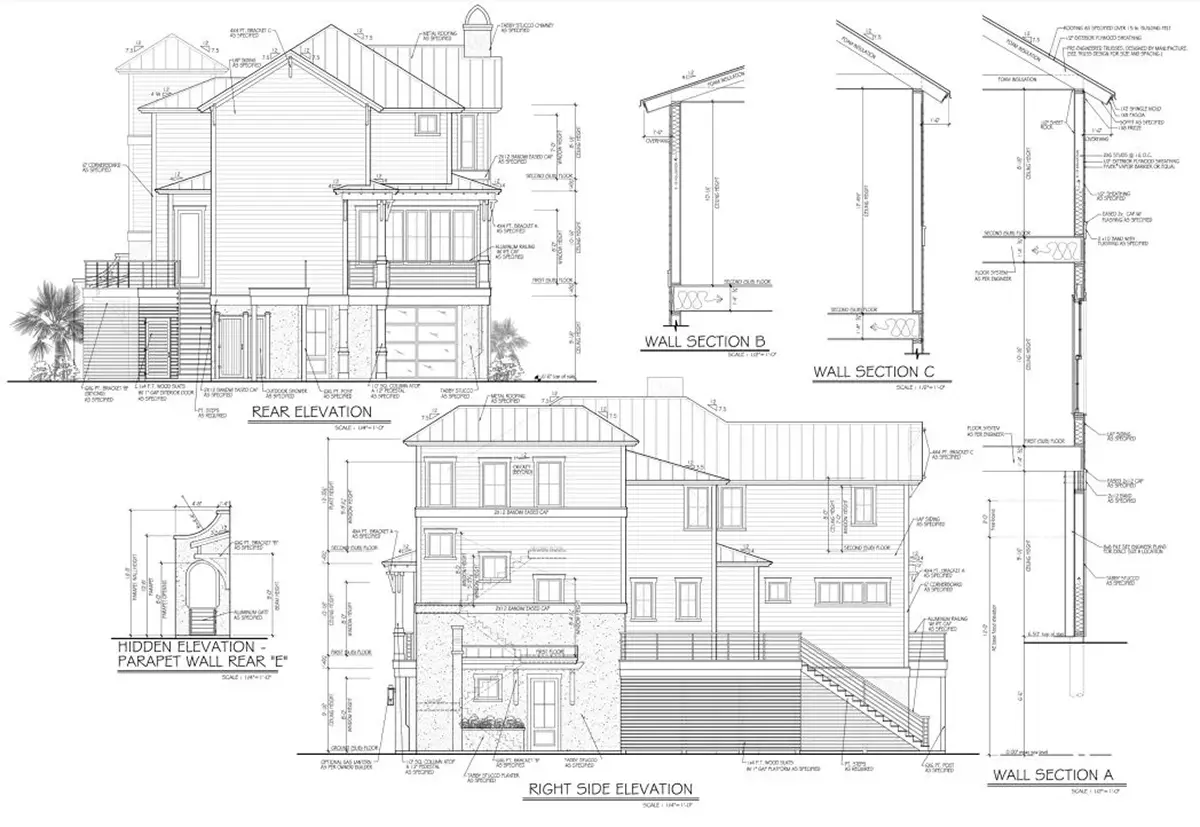 Projekt domu dwupiętrowego o pow. 282 m²: 3 Sypialnie, Gabinet, 5 Łazienki, Otwarta kuchnia, Garaż