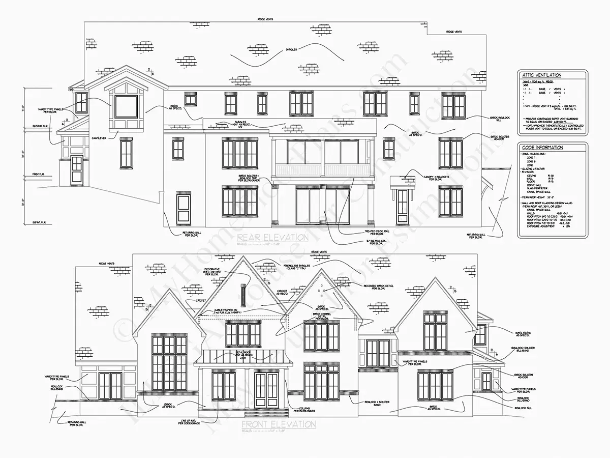 Projekt domu piętrowego + piwnicą o pow. 632 m²: 5 Sypialnie, Gabinet, 6 Łazienki, Otwarta kuchnia, Garaż