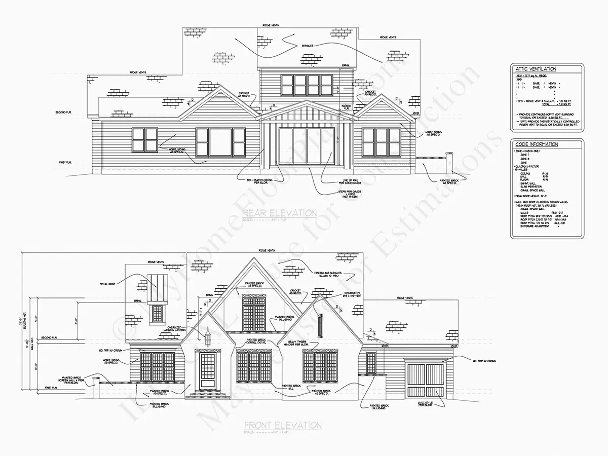 Projekt domu z poddaszem użytkowym o pow. 379 m²: 4 Sypialnie, Gabinet, 6 Łazienki, Otwarta kuchnia, Garaż