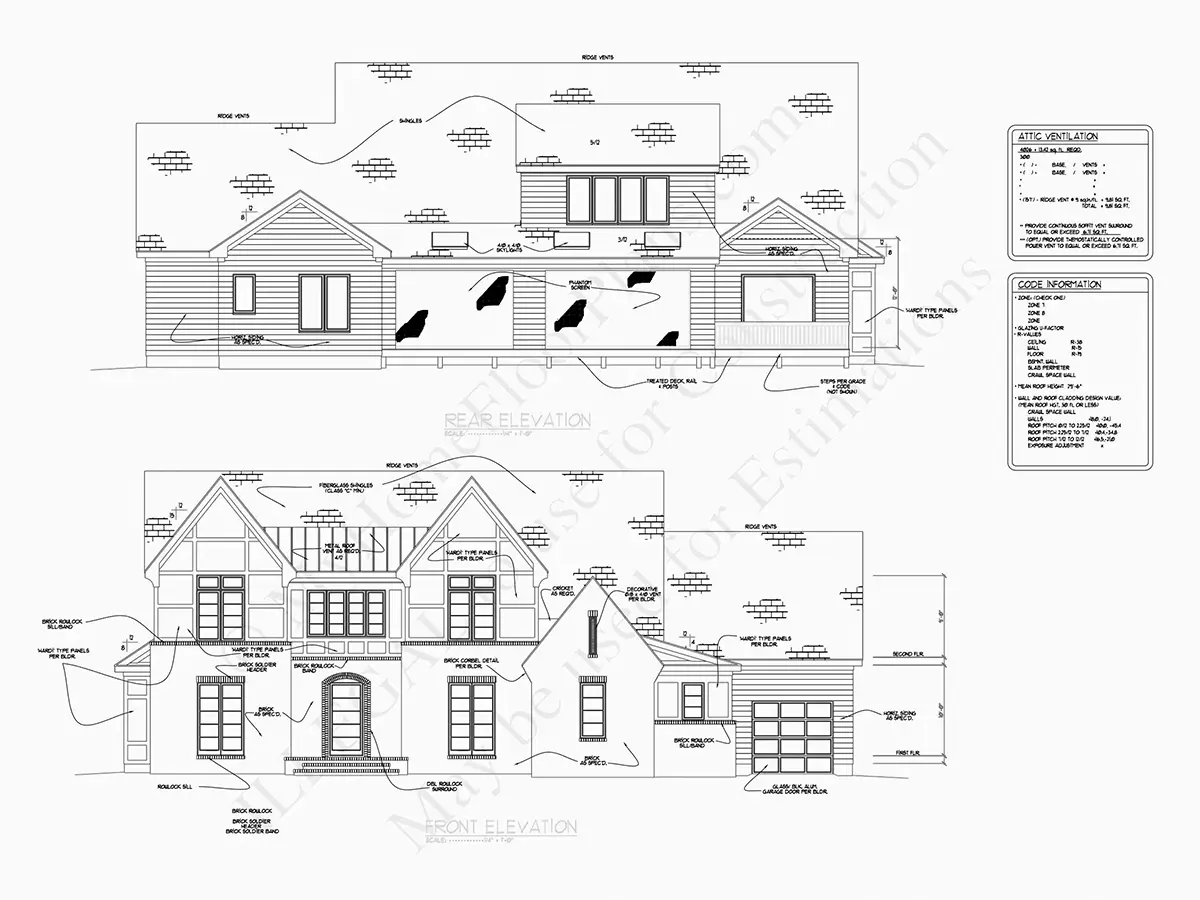 Projekt domu piętrowego o pow. 381 m²: 4 Sypialnie, 5 Łazienki, Otwarta kuchnia, Garaż