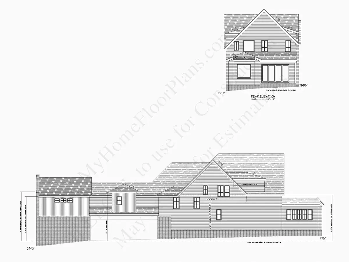 Projekt domu piętrowego + piwnicą o pow. 414 m²: 4 Sypialnie, Gabinet, 6 Łazienki, Otwarta kuchnia, Garaż