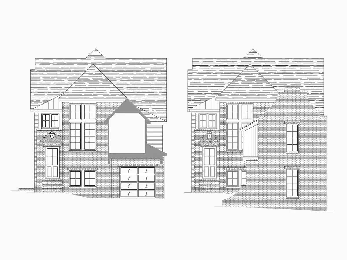 Projekt domu piętrowego + piwnicą o pow. 414 m²: 4 Sypialnie, Gabinet, 6 Łazienki, Otwarta kuchnia, Garaż