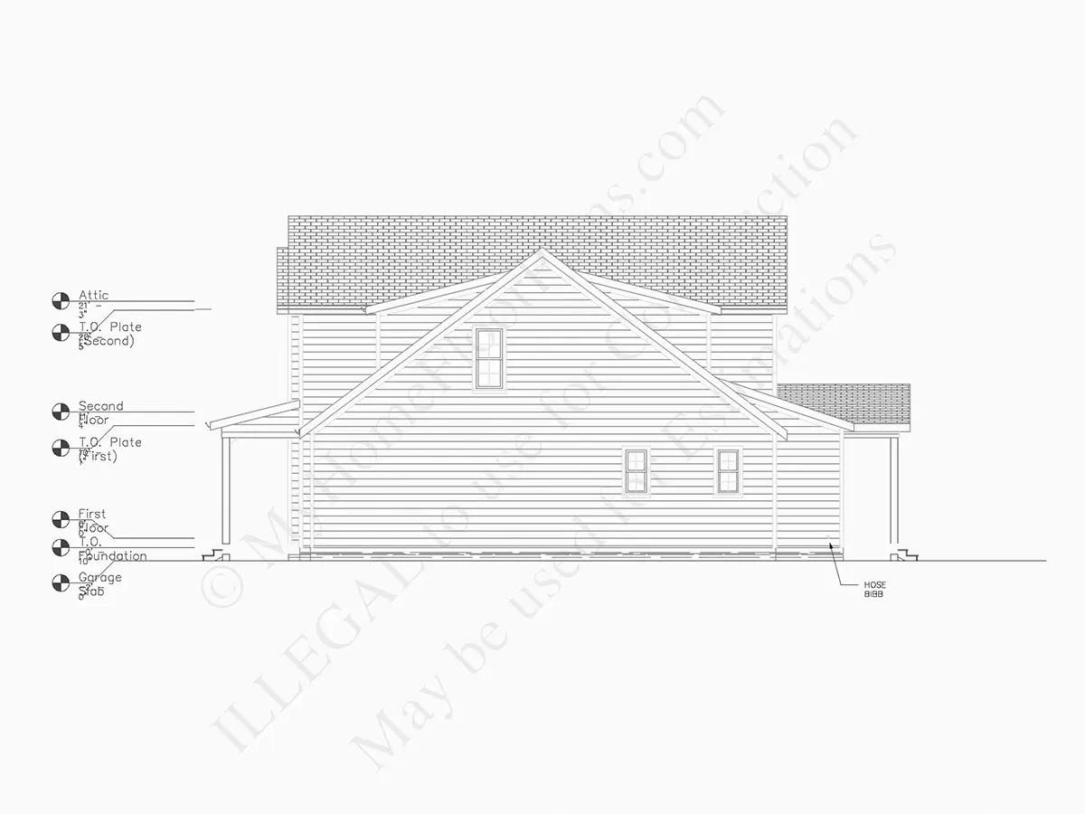 Elewacje 6 – Projekt domu piętrowego o pow. 240 m²: 3 Sypialnie, Gabinet, 3 Łazienki, Otwarta kuchnia, Garaż — 94159R