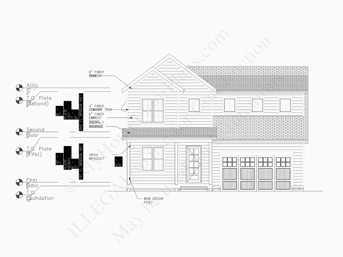 Elewacje 5 – Projekt domu piętrowego o pow. 240 m²: 3 Sypialnie, Gabinet, 3 Łazienki, Otwarta kuchnia, Garaż — 94159R