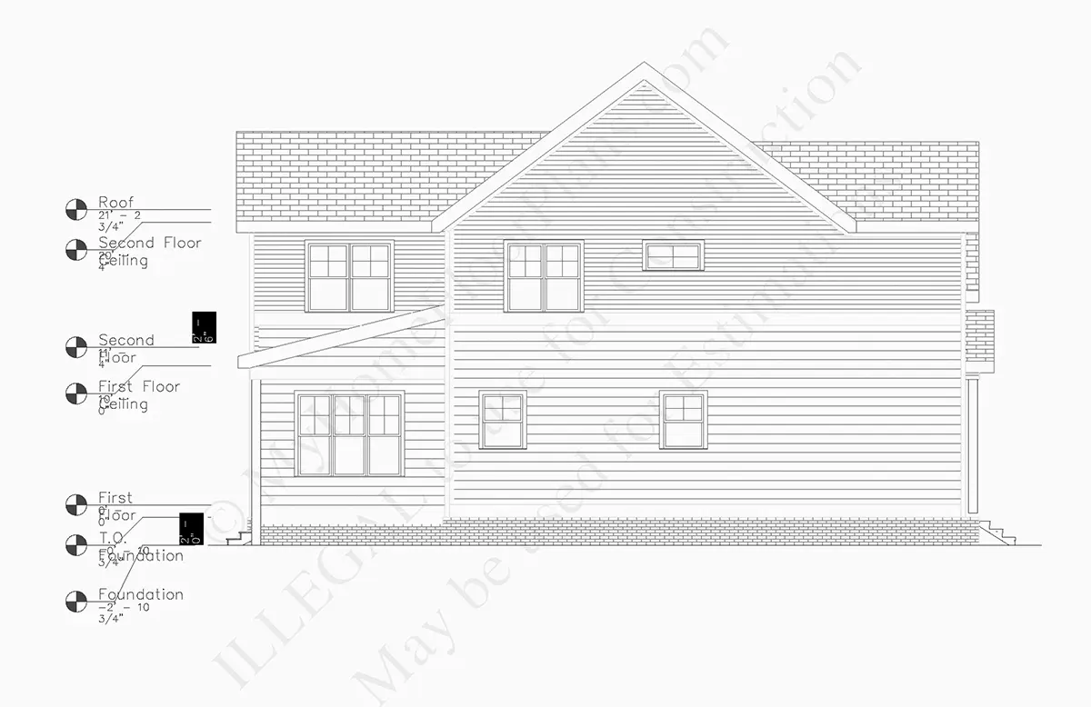 Elewacje 6 – Projekt domu piętrowego o pow. 356 m²: 4 Sypialnie, 4 Łazienki, Otwarta kuchnia, Garaż — 13464R