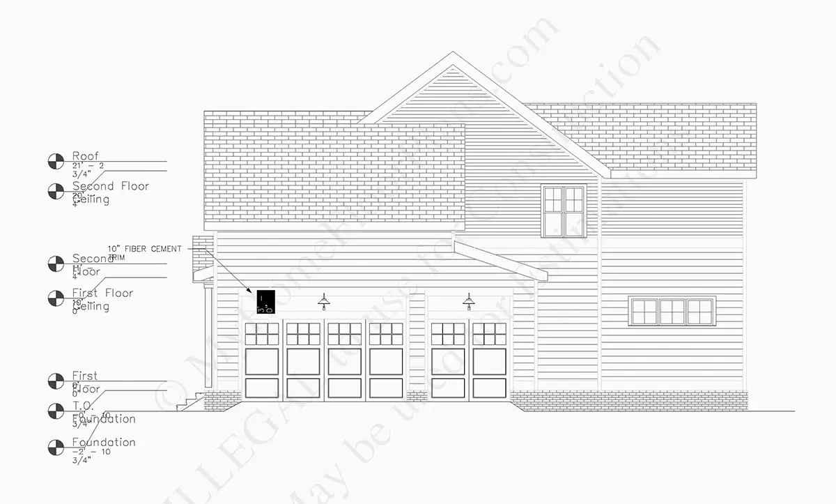 Elewacje 7 – Projekt domu piętrowego o pow. 356 m²: 4 Sypialnie, 4 Łazienki, Otwarta kuchnia, Garaż — 13464R