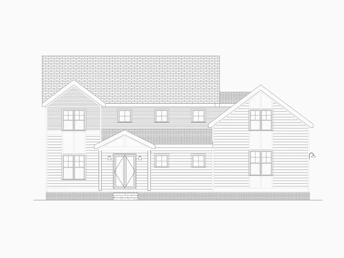 Elewacje 5 – Projekt domu piętrowego o pow. 356 m²: 4 Sypialnie, 4 Łazienki, Otwarta kuchnia, Garaż — 13464R