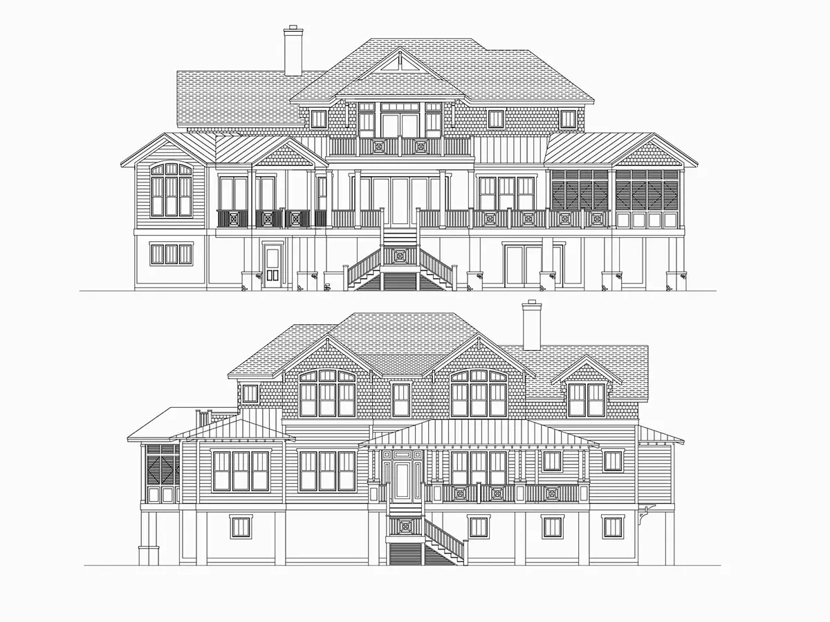 Elewacje 30 – Projekt domu dwupiętrowego o pow. 585 m²: 5 Sypialnie, Gabinet, 7 Łazienki, Otwarta kuchnia, Garaż — 10297R