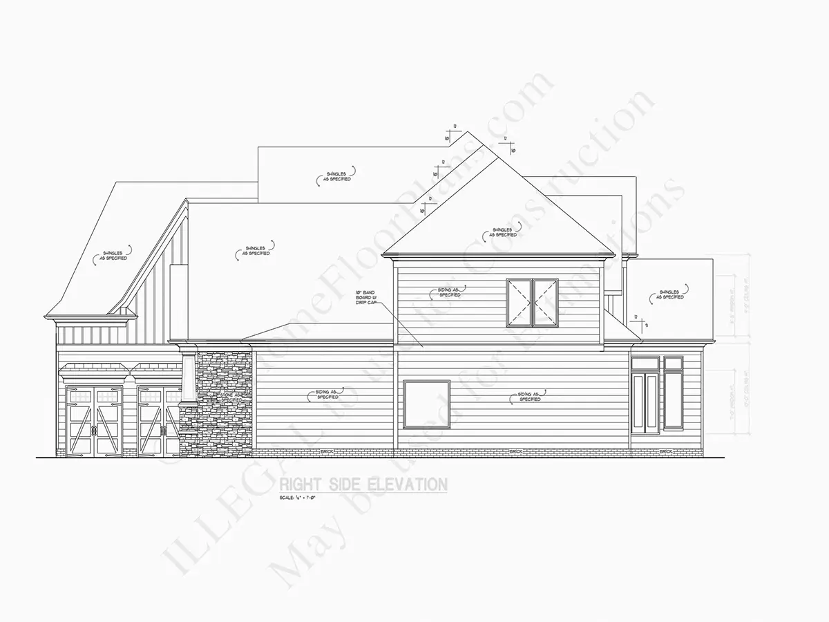 Elewacje 6 – Projekt domu piętrowego o pow. 497 m²: 4 Sypialnie, Gabinet, 6 Łazienki, Otwarta kuchnia, Garaż — 82132R