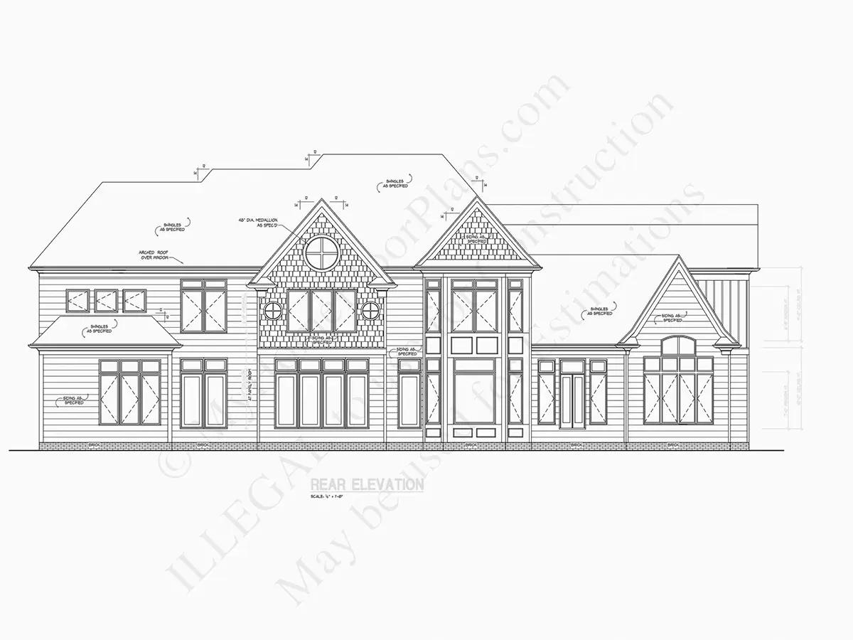 Elewacje 8 – Projekt domu piętrowego o pow. 497 m²: 4 Sypialnie, Gabinet, 6 Łazienki, Otwarta kuchnia, Garaż — 82132R