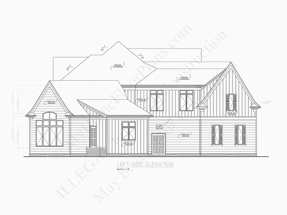 Elewacje 7 – Projekt domu piętrowego o pow. 497 m²: 4 Sypialnie, Gabinet, 6 Łazienki, Otwarta kuchnia, Garaż — 82132R