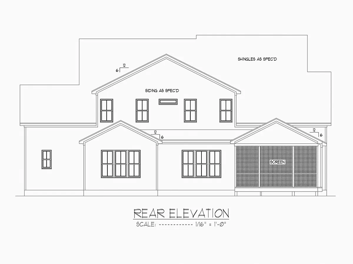 Elewacje 7 – Projekt domu piętrowego o pow. 384 m²: 4 Sypialnie, Gabinet, 5 Łazienki, Otwarta kuchnia, Garaż — 50641R