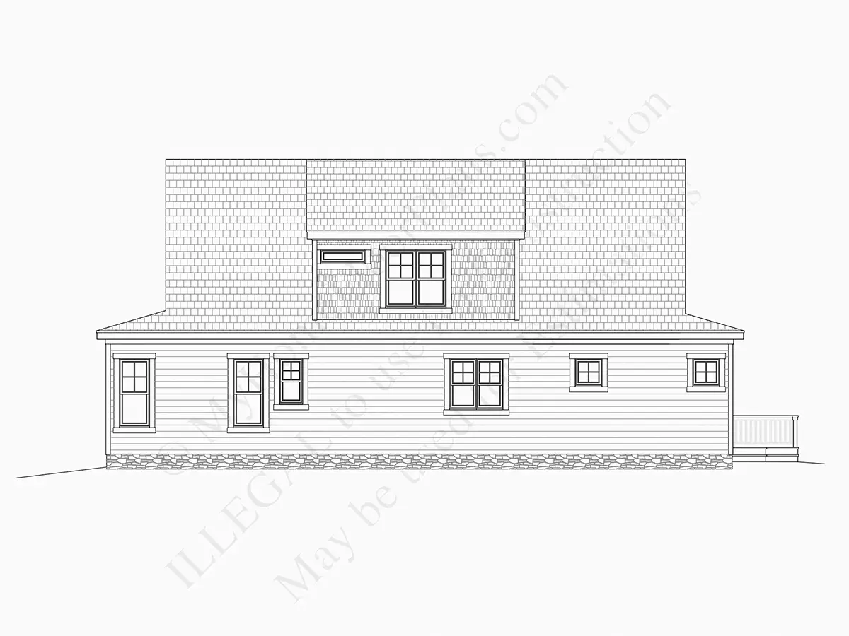 Elewacje 10 – Projekt domu z poddaszem użytkowym o pow. 292 m²: 4 Sypialnie, Gabinet, 3 Łazienki, Otwarta kuchnia, bez Garażu — 57107R