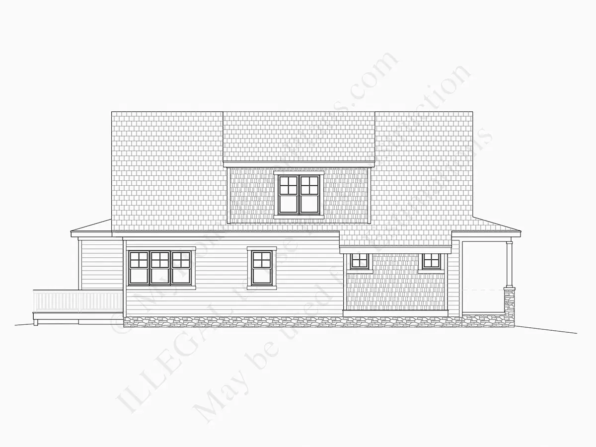 Elewacje 9 – Projekt domu z poddaszem użytkowym o pow. 292 m²: 4 Sypialnie, Gabinet, 3 Łazienki, Otwarta kuchnia, bez Garażu — 57107R