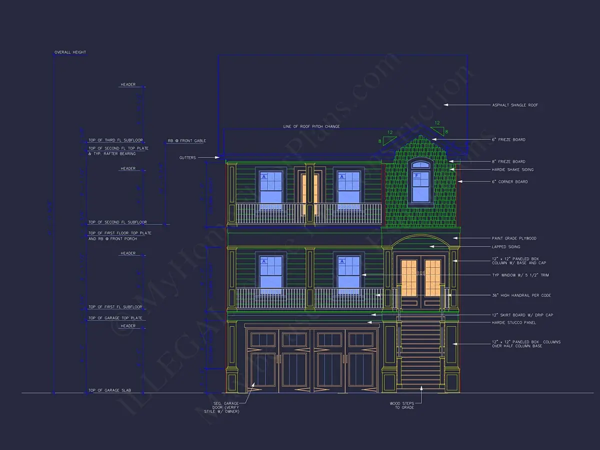 Elewacje 20 – Projekt domu dwupiętrowego o pow. 372 m²: 3 Sypialnie, 5 Łazienki, Otwarta kuchnia, Garaż — 58990R