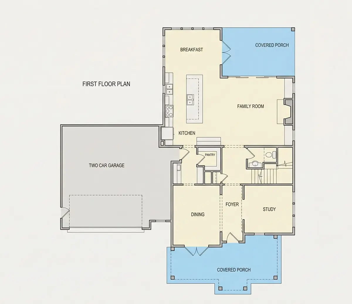 Parter 22 – Projekt domu piętrowego o pow. 293 m²: 3 Sypialnie, Gabinet, 4 Łazienki, Otwarta kuchnia, Garaż — 21252R