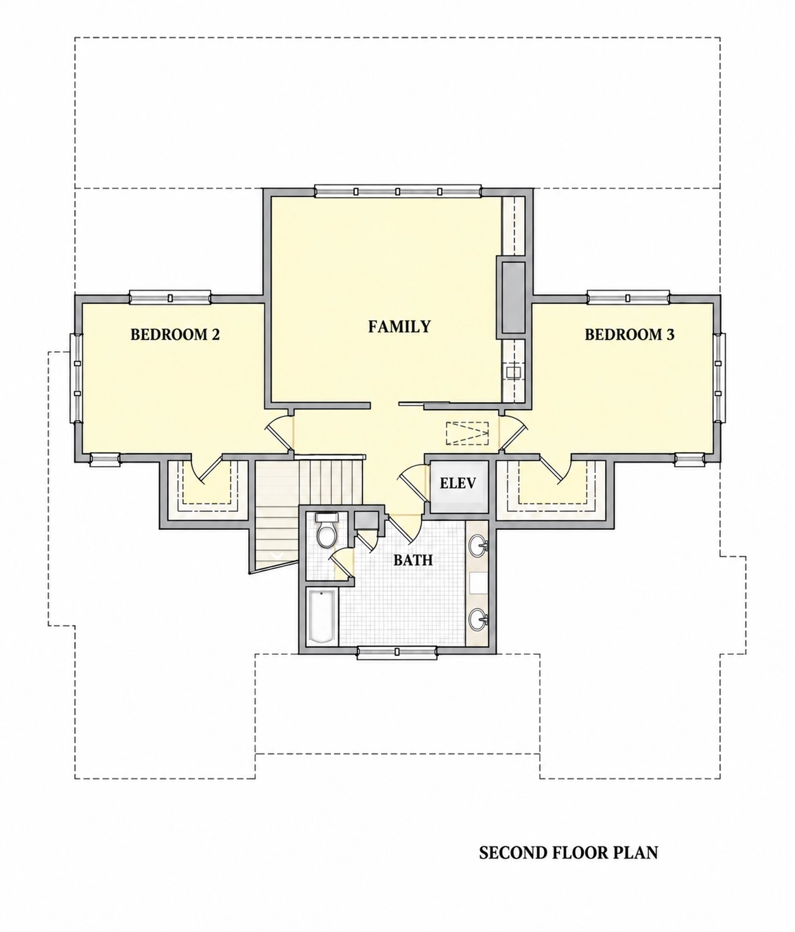 1. piętro 10 – Projekt domu dwupiętrowego o pow. 434 m²: 4 Sypialnie, Gabinet, 4 Łazienki, Otwarta kuchnia, Garaż — 92833R