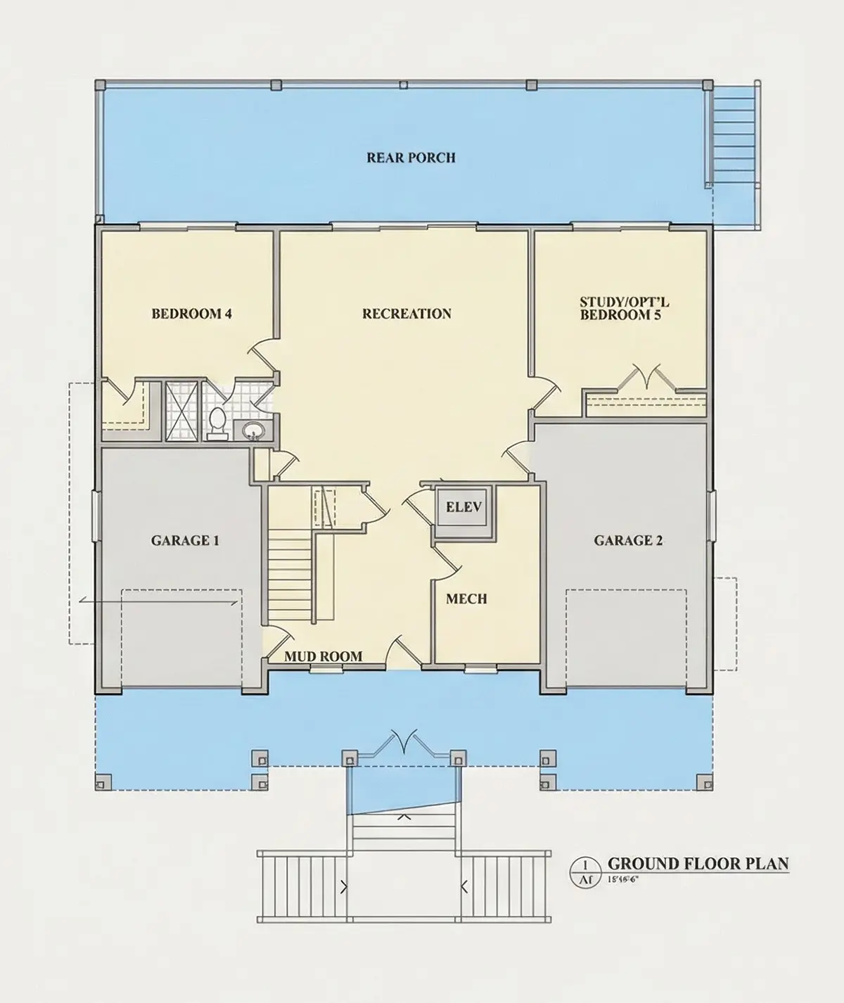 Piwnica 8 – Projekt domu dwupiętrowego o pow. 434 m²: 4 Sypialnie, Gabinet, 4 Łazienki, Otwarta kuchnia, Garaż — 92833R