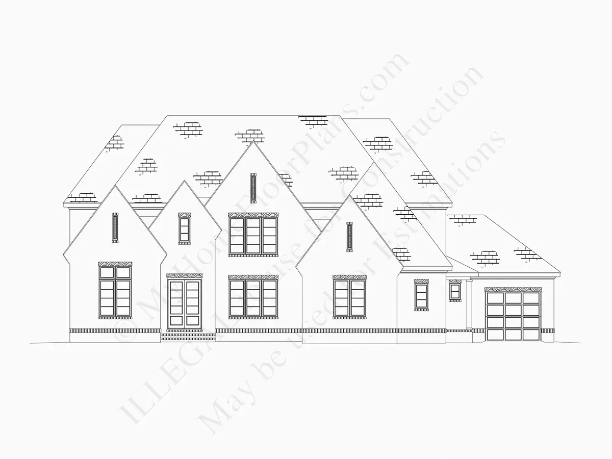 Elewacje 21 – Projekt domu piętrowego + piwnicą o pow. 599 m²: 6 Sypialnie, Gabinet, 8 Łazienki, Otwarta kuchnia, Garaż — 36963R