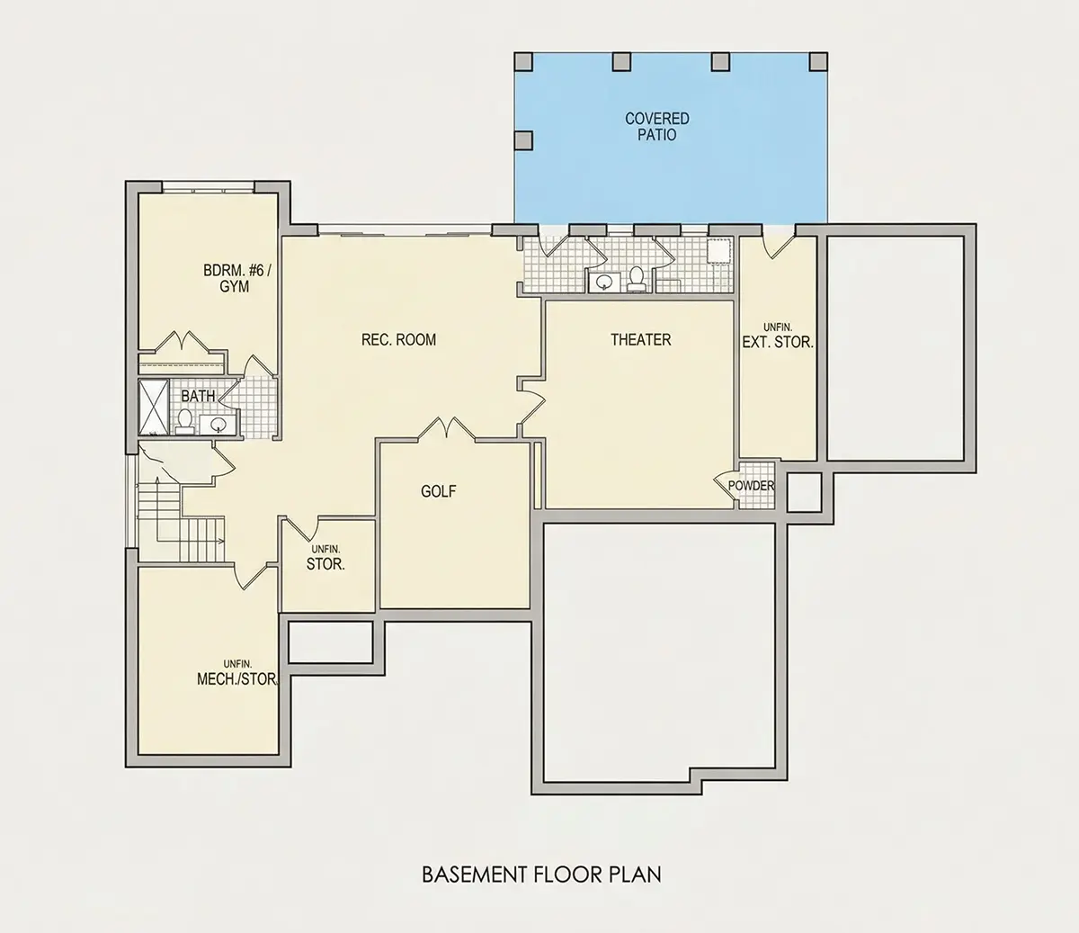 Piwnica 24 – Projekt domu piętrowego + piwnicą o pow. 599 m²: 6 Sypialnie, Gabinet, 8 Łazienki, Otwarta kuchnia, Garaż — 36963R