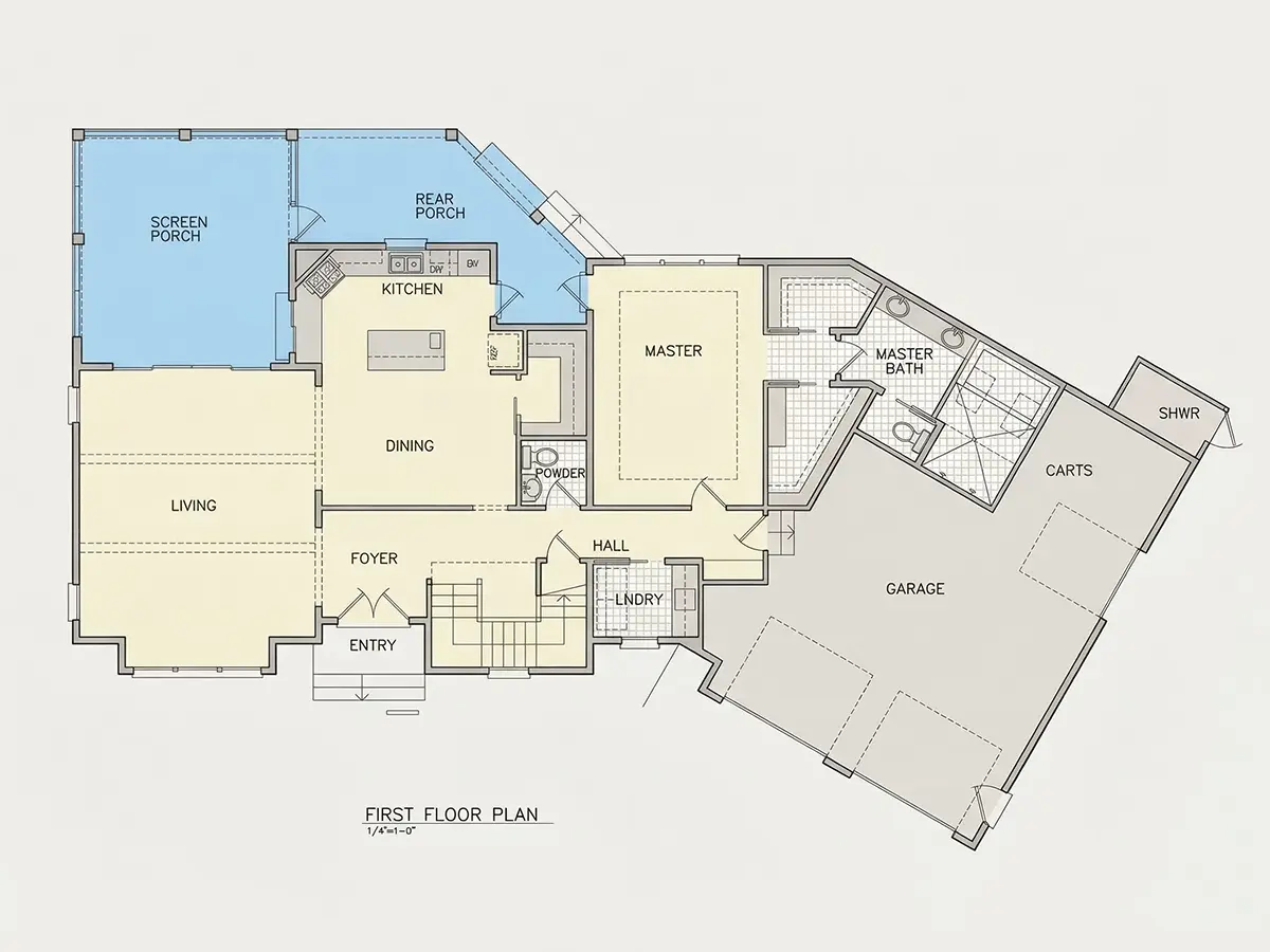 Parter 8 – Projekt domu More o pow. 377 m²: 3 Sypialnie, 4 Łazienki, Garaż — 81823R
