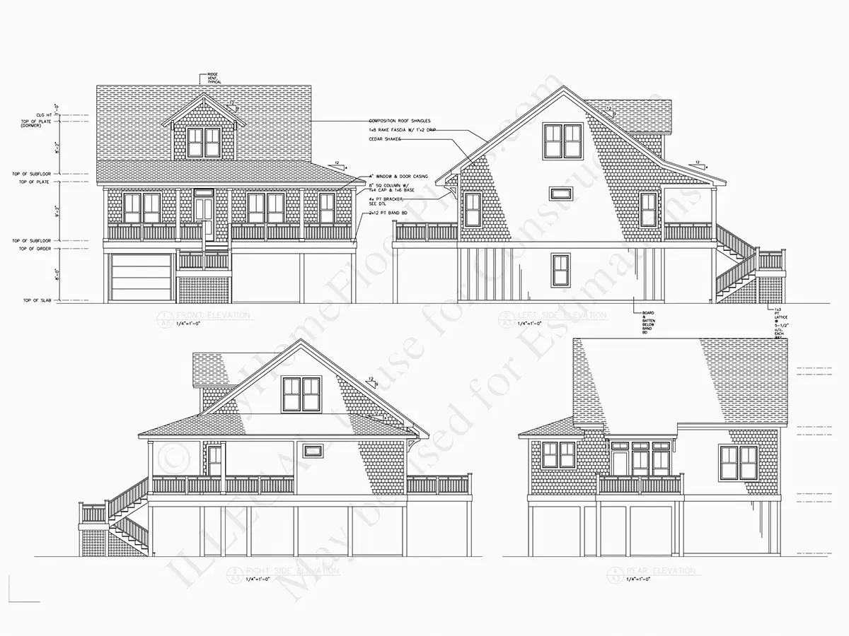 Elewacje 7 – Projekt domu dwupiętrowego o pow. 158 m²: 3 Sypialnie, Gabinet, 2 Łazienki, Otwarta kuchnia, Garaż — 92700R