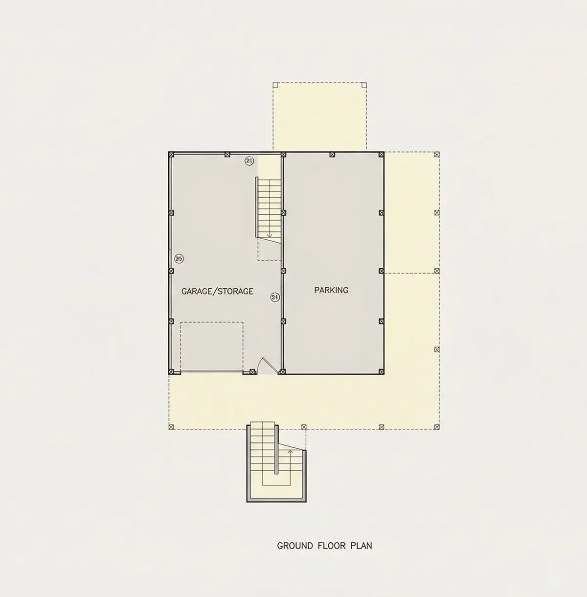 Piwnica 8 – Projekt domu dwupiętrowego o pow. 158 m²: 3 Sypialnie, Gabinet, 2 Łazienki, Otwarta kuchnia, Garaż — 92700R