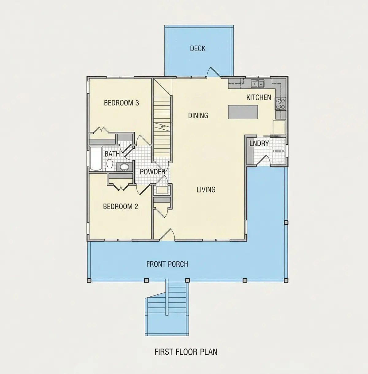 Parter 9 – Projekt domu dwupiętrowego o pow. 158 m²: 3 Sypialnie, Gabinet, 2 Łazienki, Otwarta kuchnia, Garaż — 92700R