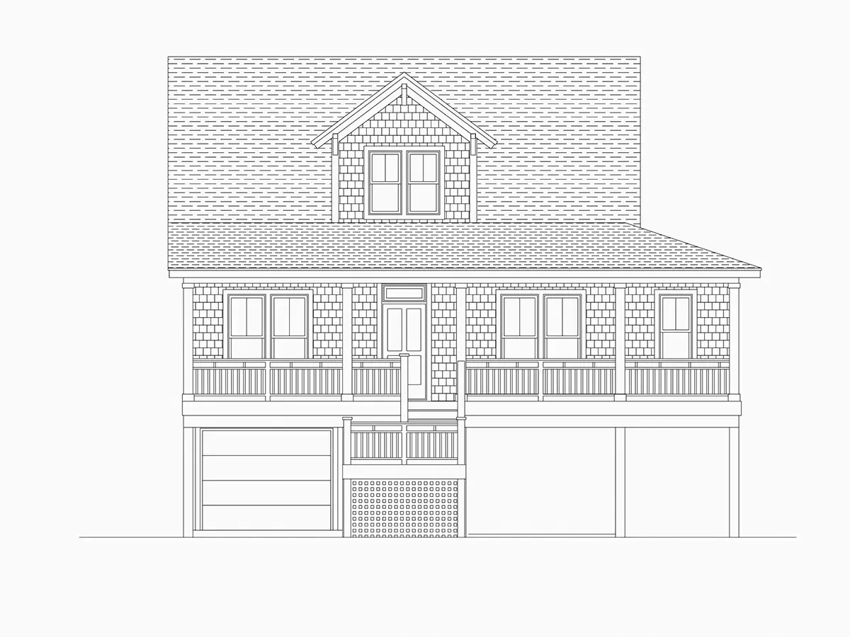 Elewacje 6 – Projekt domu dwupiętrowego o pow. 158 m²: 3 Sypialnie, Gabinet, 2 Łazienki, Otwarta kuchnia, Garaż — 92700R