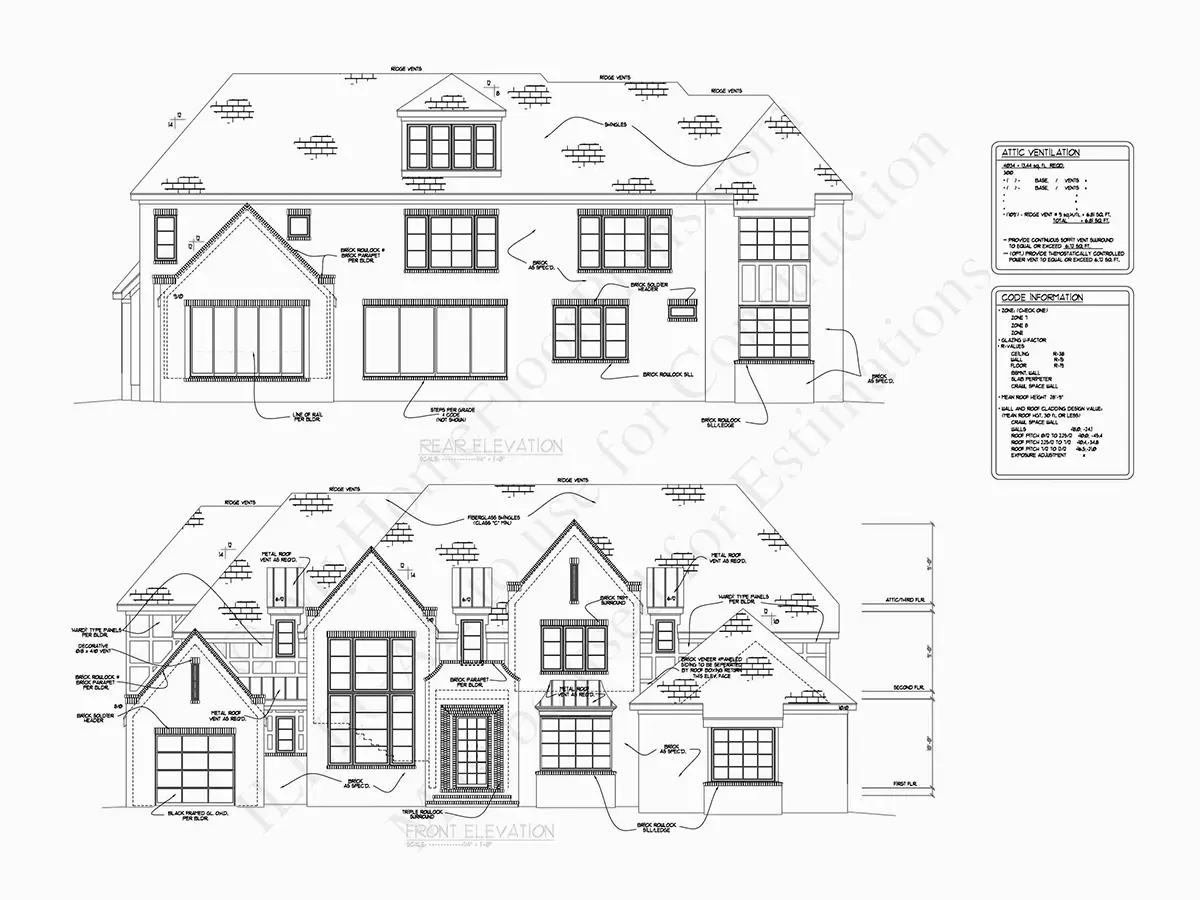 Elewacje 18 – Projekt domu dwupiętrowego o pow. 483 m²: 5 Sypialnie, Gabinet, 6 Łazienki, Otwarta kuchnia, Garaż — 82660R