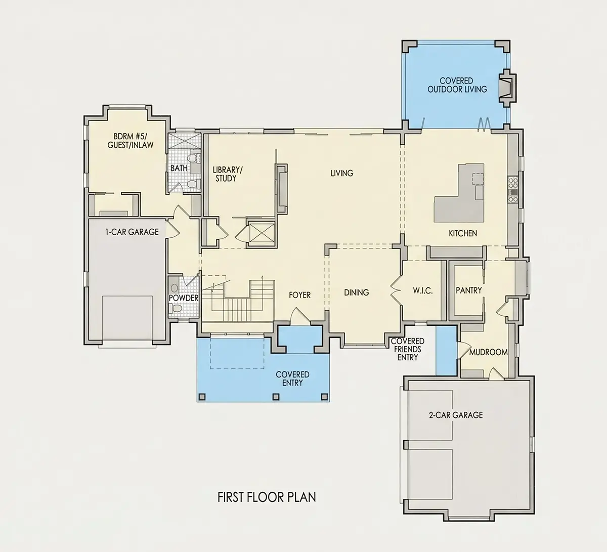 Parter 20 – Projekt domu dwupiętrowego o pow. 483 m²: 5 Sypialnie, Gabinet, 6 Łazienki, Otwarta kuchnia, Garaż — 82660R