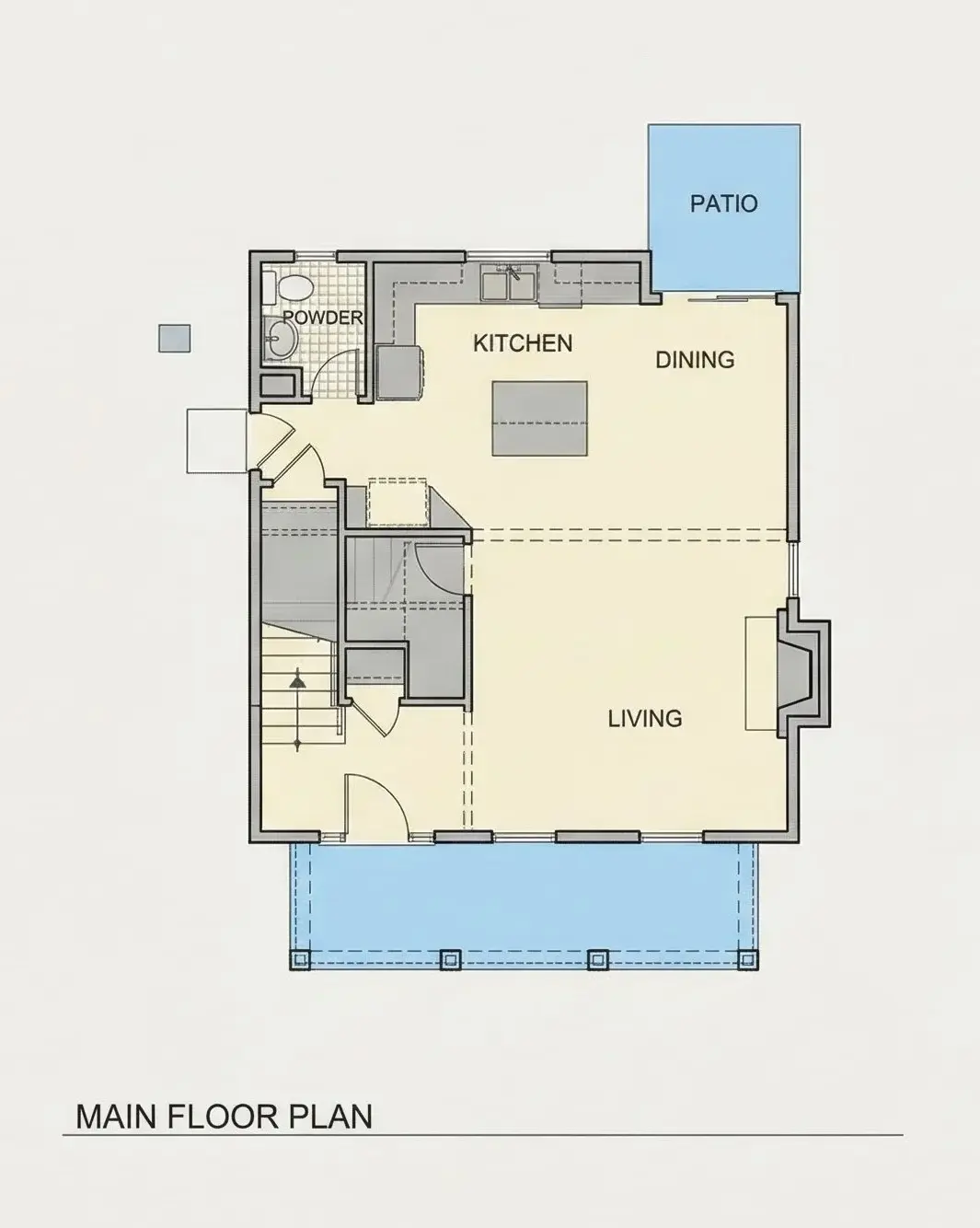 Parter 6 – Projekt domu piętrowego o pow. 130 m²: 3 Sypialnie, 3 Łazienki, Otwarta kuchnia, bez Garażu — 79238R