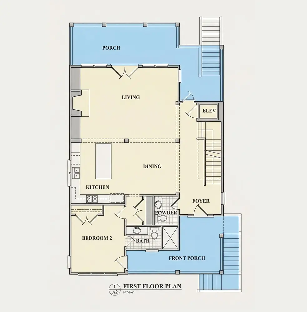 Parter 9 – Projekt domu dwupiętrowego o pow. 259 m²: 4 Sypialnie, 4 Łazienki, Otwarta kuchnia, Garaż — 70970R