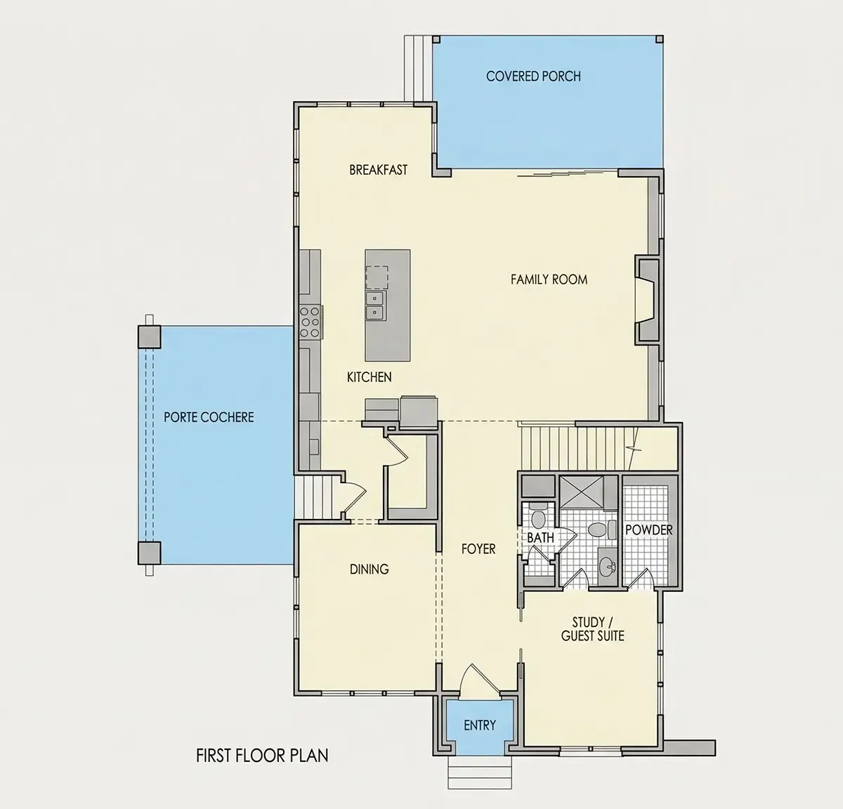 Parter 22 – Projekt domu piętrowego o pow. 413 m²: 5 Sypialnie, 5 Łazienki, Otwarta kuchnia, Garaż — 95263R