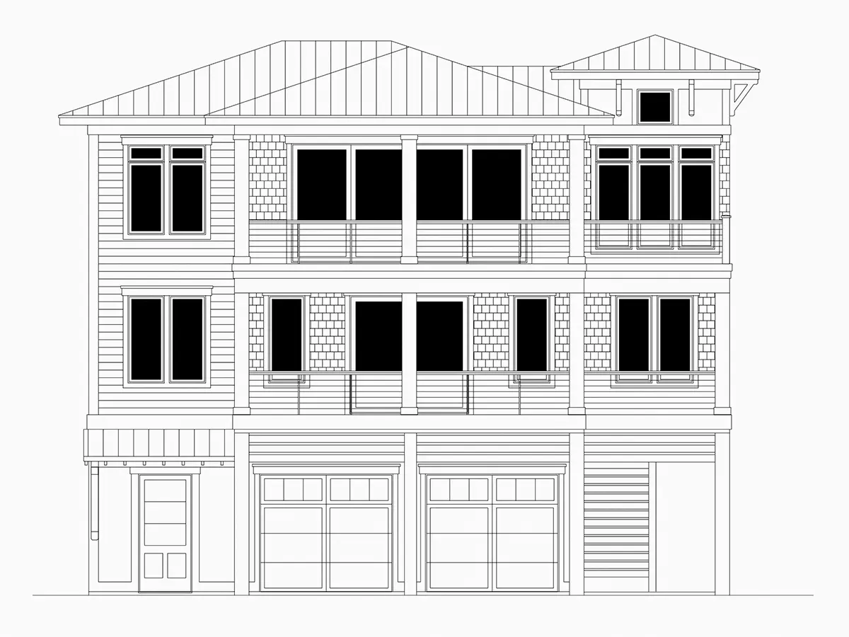 Elewacje 6 – Projekt domu dwupiętrowego o pow. 308 m²: 4 Sypialnie, 5 Łazienki, Otwarta kuchnia, Garaż — 90946R