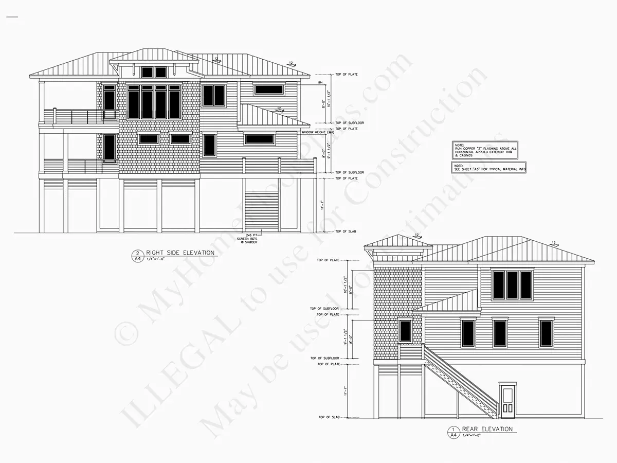 Elewacje 8 – Projekt domu dwupiętrowego o pow. 308 m²: 4 Sypialnie, 5 Łazienki, Otwarta kuchnia, Garaż — 90946R