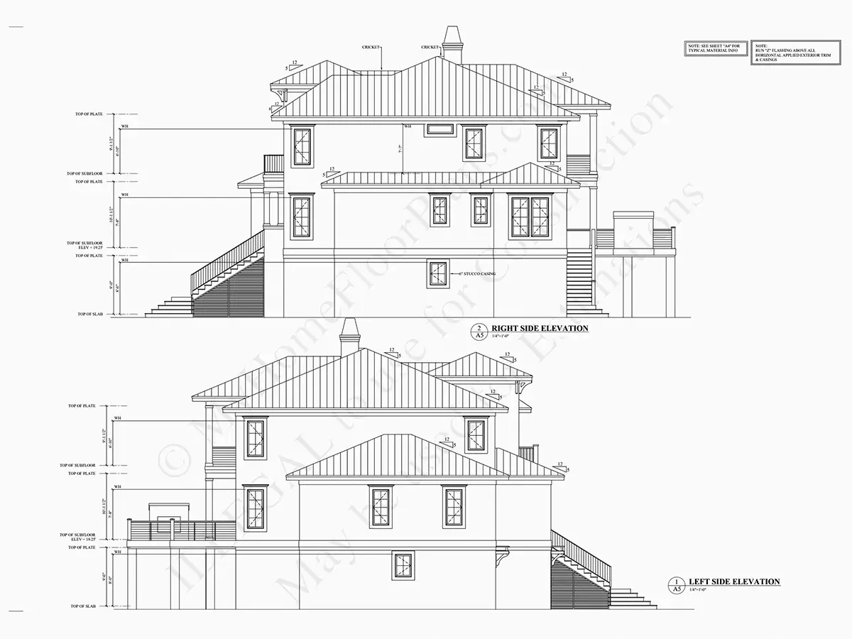 Elewacje 7 – Projekt domu dwupiętrowego o pow. 573 m²: 4 Sypialnie, 6 Łazienki, Otwarta kuchnia, Garaż — 90915R