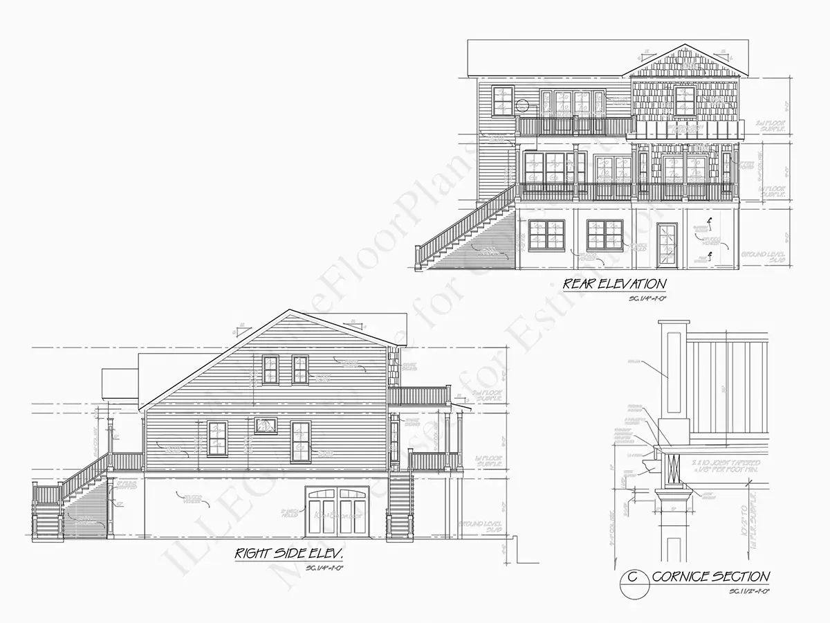 Elewacje 7 – Projekt domu dwupiętrowego o pow. 250 m²: 4 Sypialnie, 3 Łazienki, Otwarta kuchnia, Garaż — 25020R