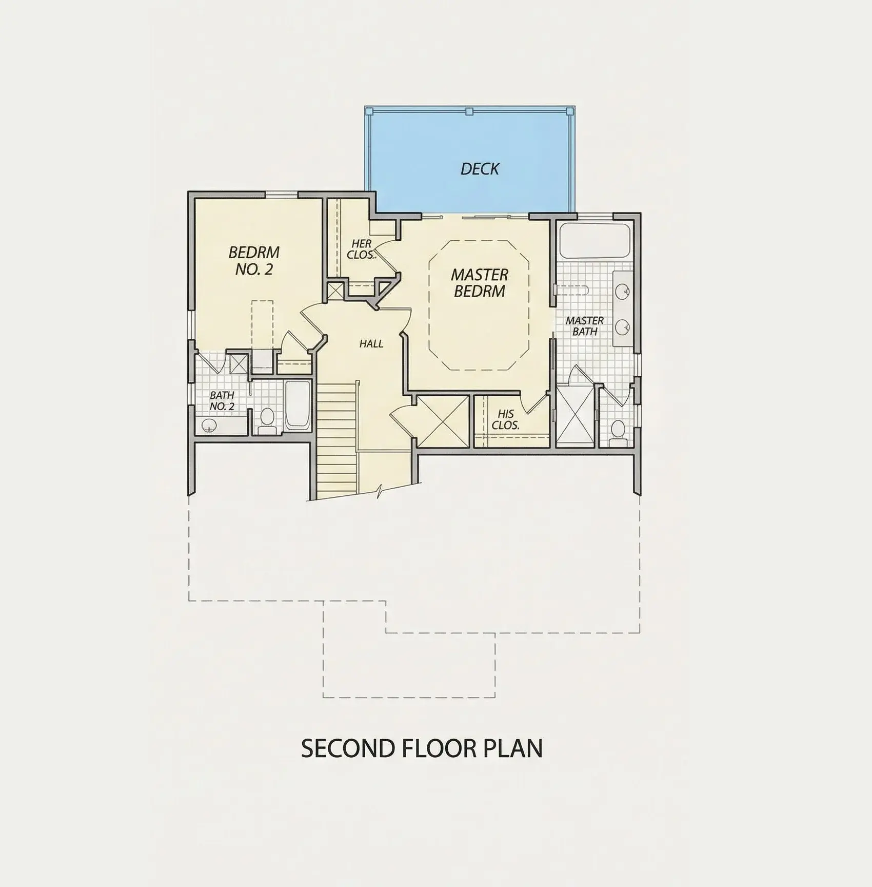 1. piętro 10 – Projekt domu dwupiętrowego o pow. 250 m²: 4 Sypialnie, 3 Łazienki, Otwarta kuchnia, Garaż — 25020R
