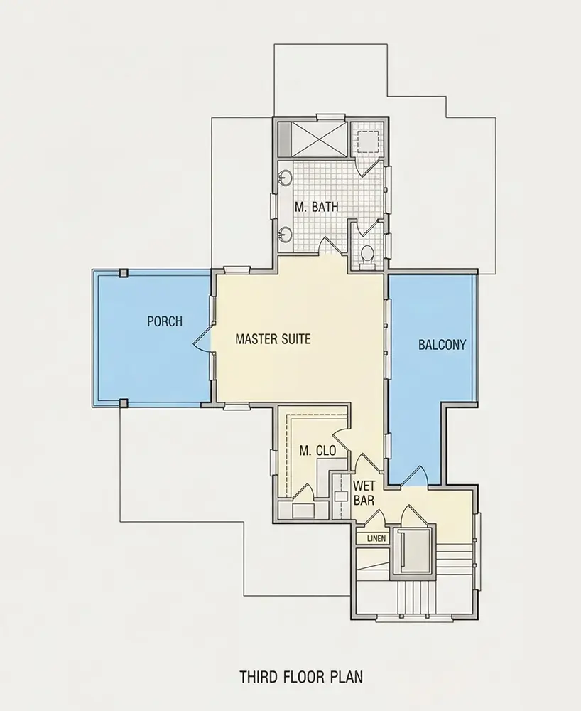 2. piętro 14 – Projekt domu dwupiętrowego o pow. 213 m²: 4 Sypialnie, Gabinet, 6 Łazienki, Otwarta kuchnia, Garaż — 89404R