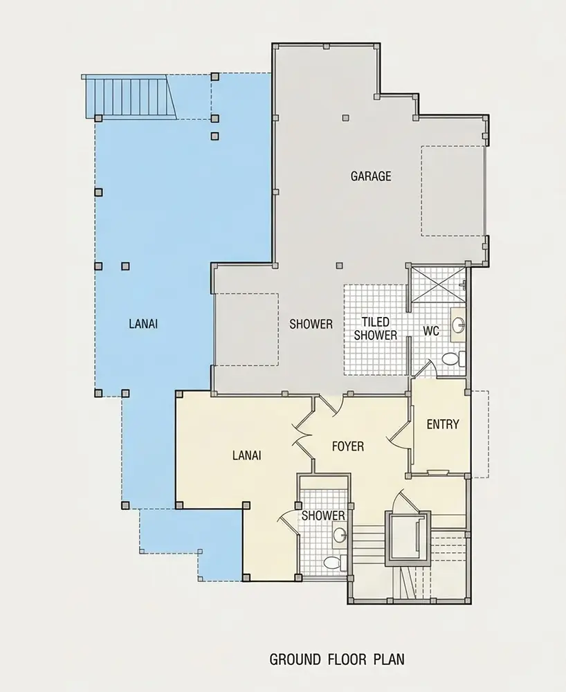 Piwnica 11 – Projekt domu dwupiętrowego o pow. 213 m²: 4 Sypialnie, Gabinet, 6 Łazienki, Otwarta kuchnia, Garaż — 89404R
