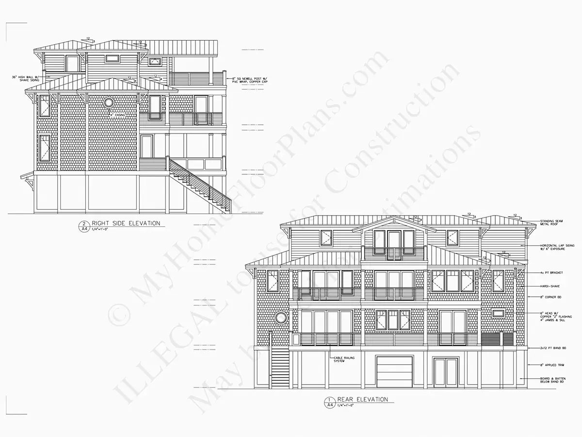 Elewacje 10 – Projekt domu dwupiętrowego o pow. 213 m²: 4 Sypialnie, Gabinet, 6 Łazienki, Otwarta kuchnia, Garaż — 89404R