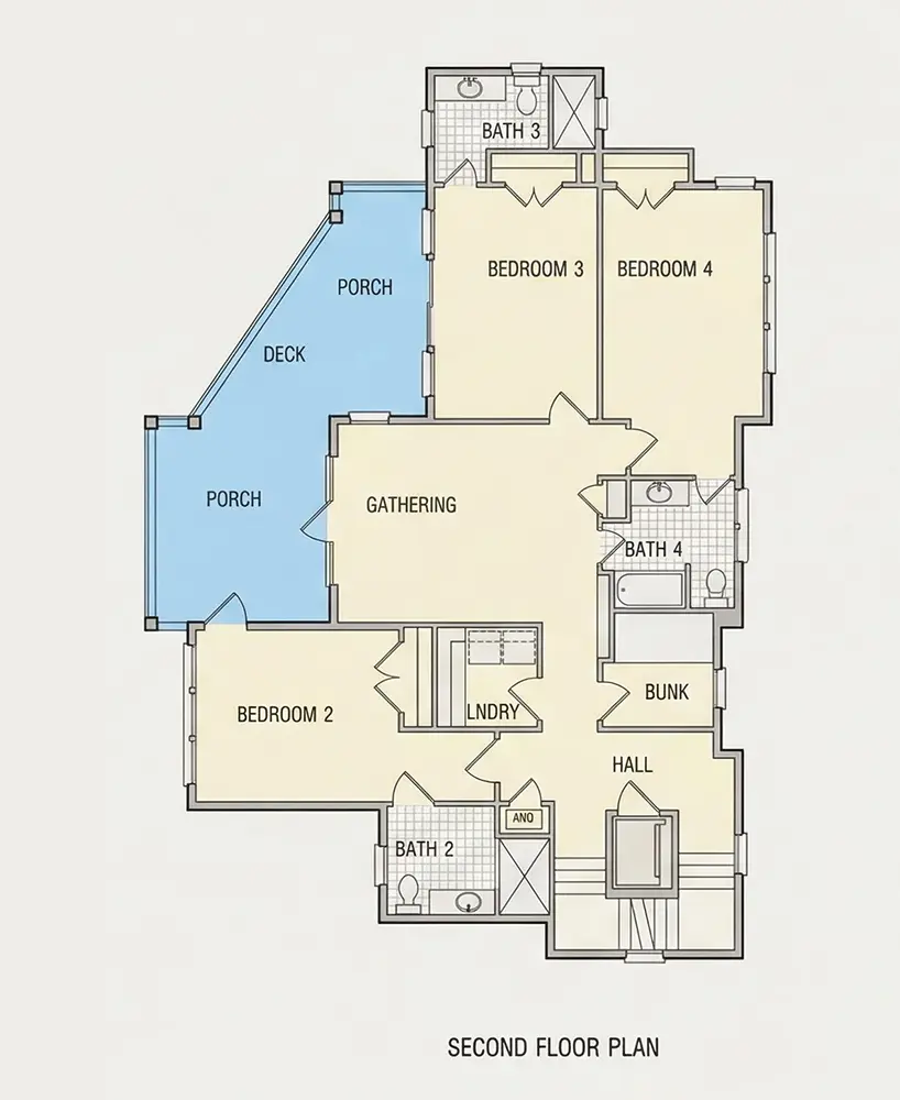 1. piętro 13 – Projekt domu dwupiętrowego o pow. 213 m²: 4 Sypialnie, Gabinet, 6 Łazienki, Otwarta kuchnia, Garaż — 89404R