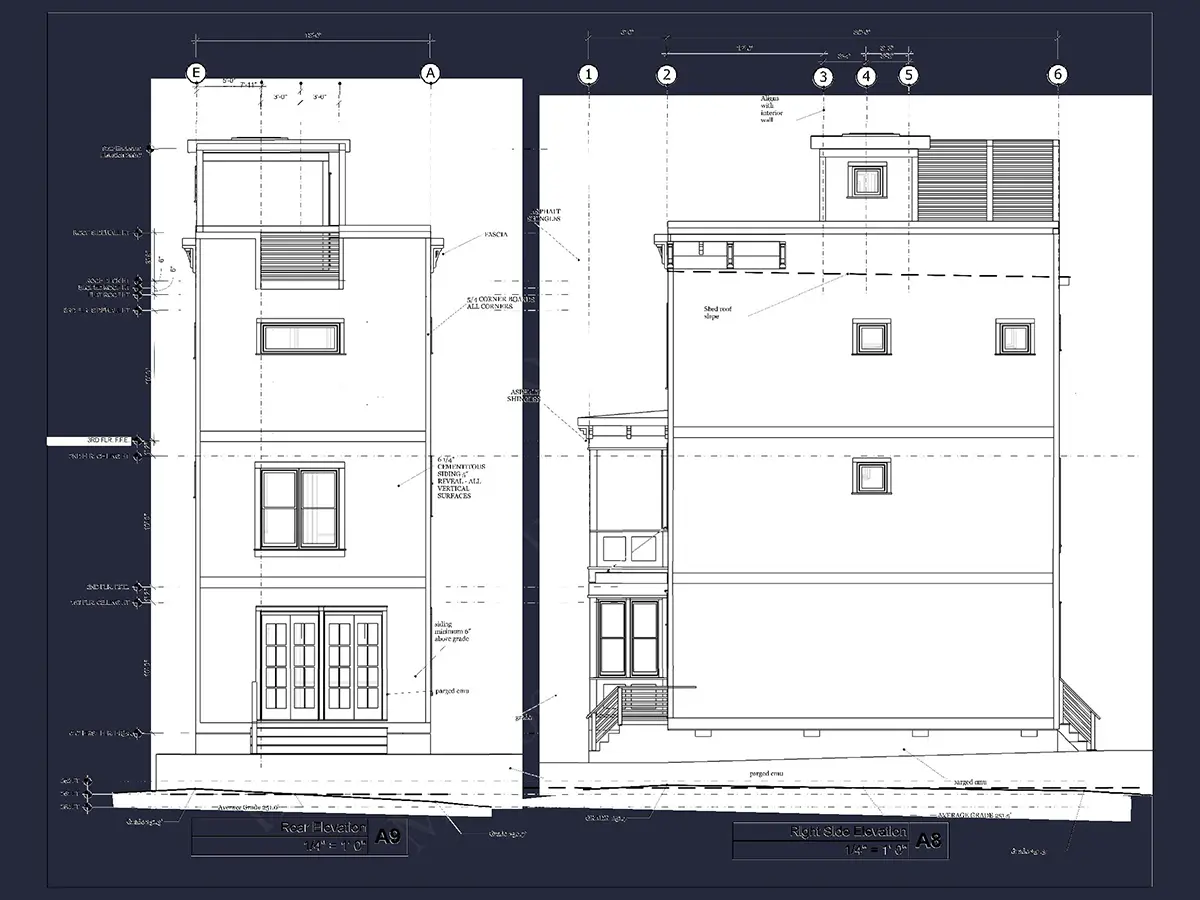Elewacje 6 – Projekt domu dwupiętrowego o pow. 158 m²: 3 Sypialnie, 3 Łazienki, Otwarta kuchnia, bez Garażu — 46831R